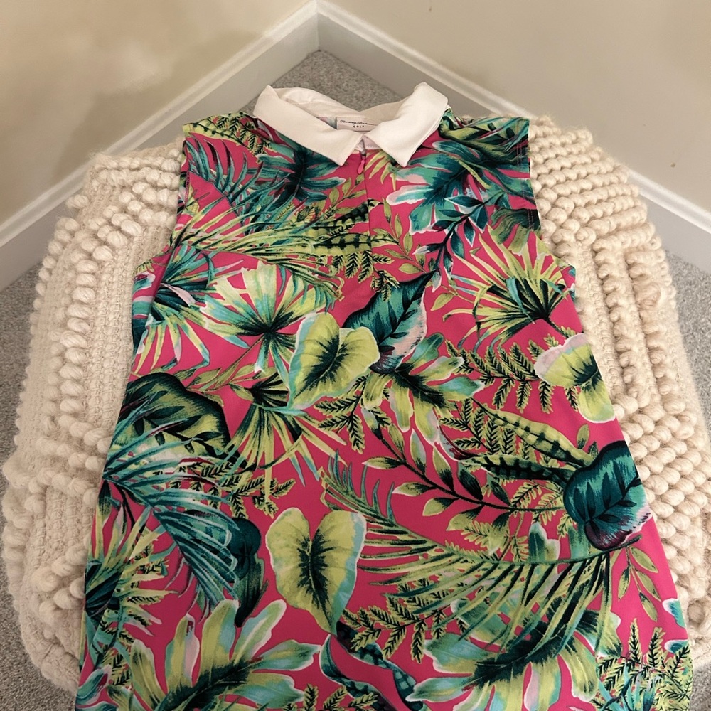 Tommy Bahama Pink and Green Tropical Print Top